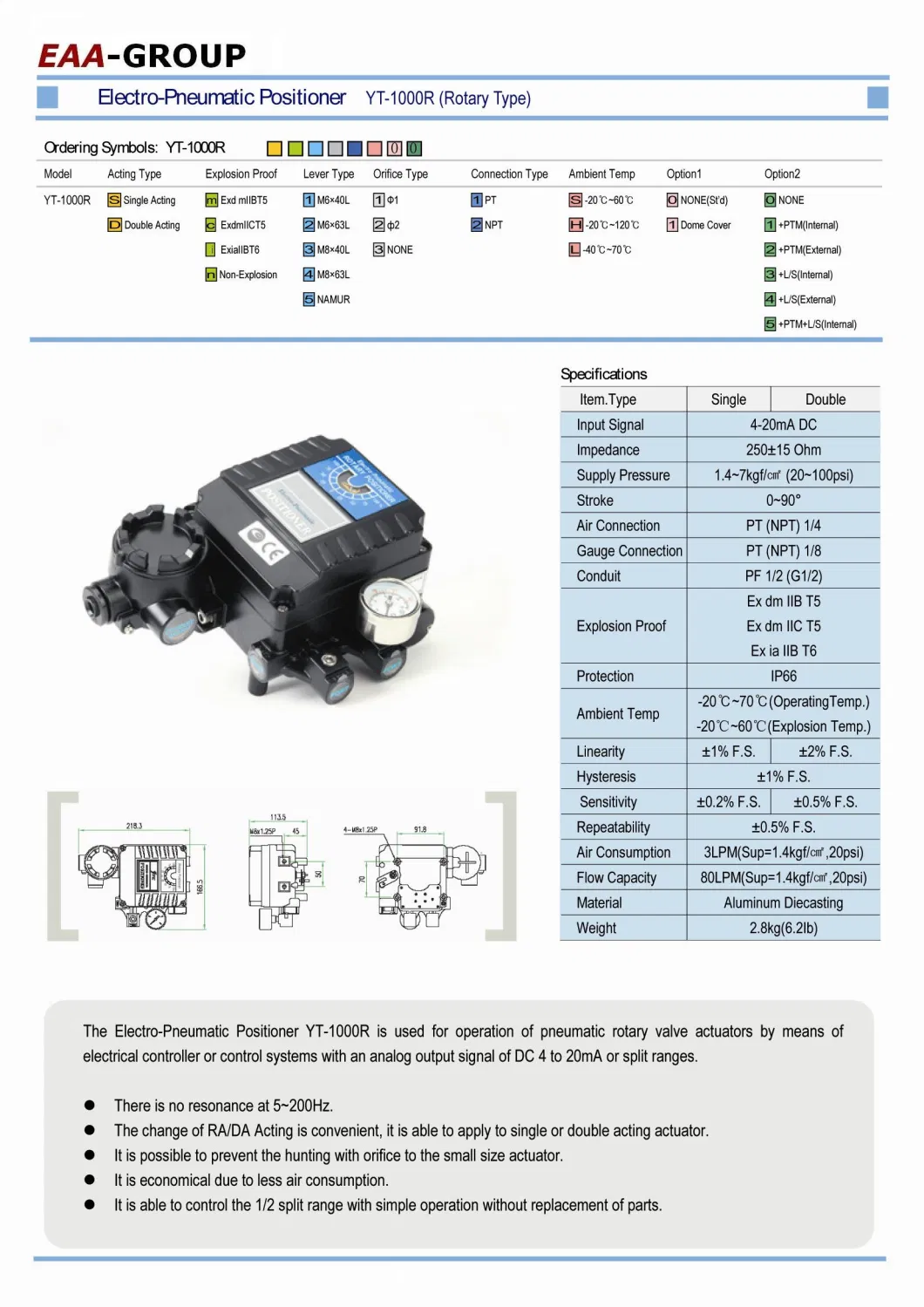 Ytc Linear Pneumatic Positioner China Manufacturer